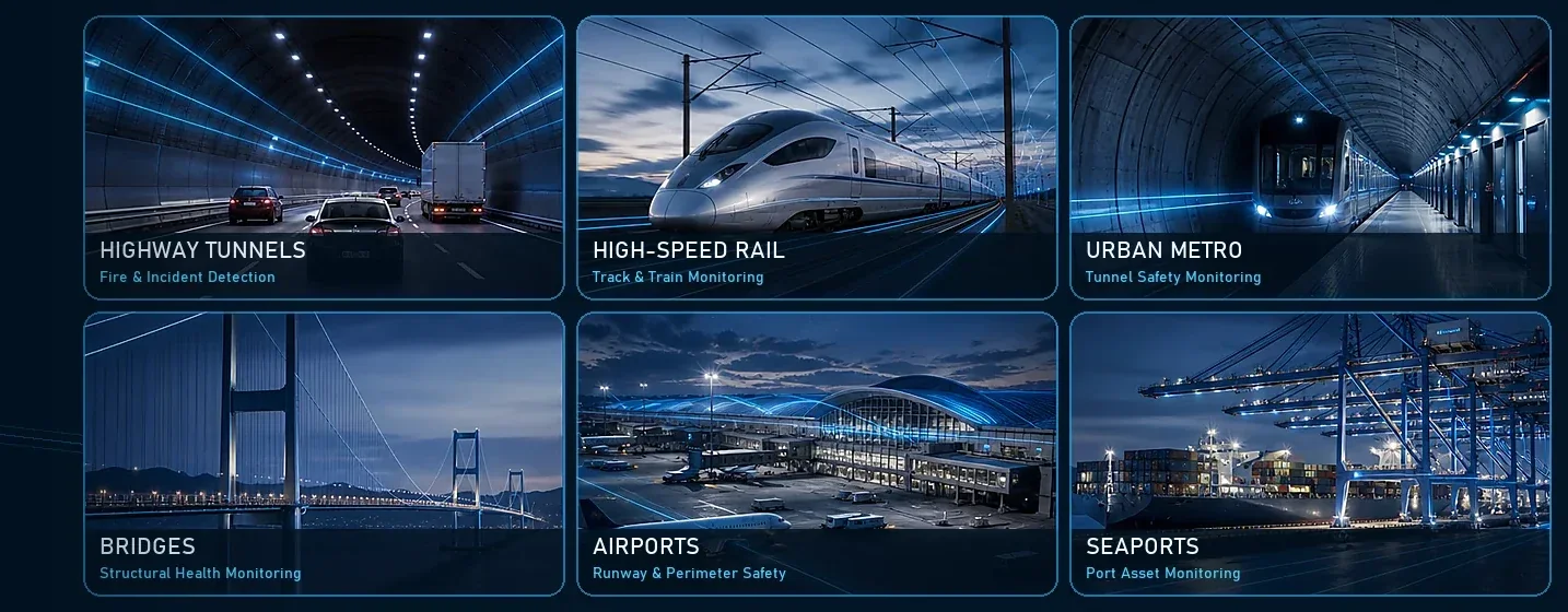Fiber monitoring of railway cables, track vibration and third-party intrusion — application illustration