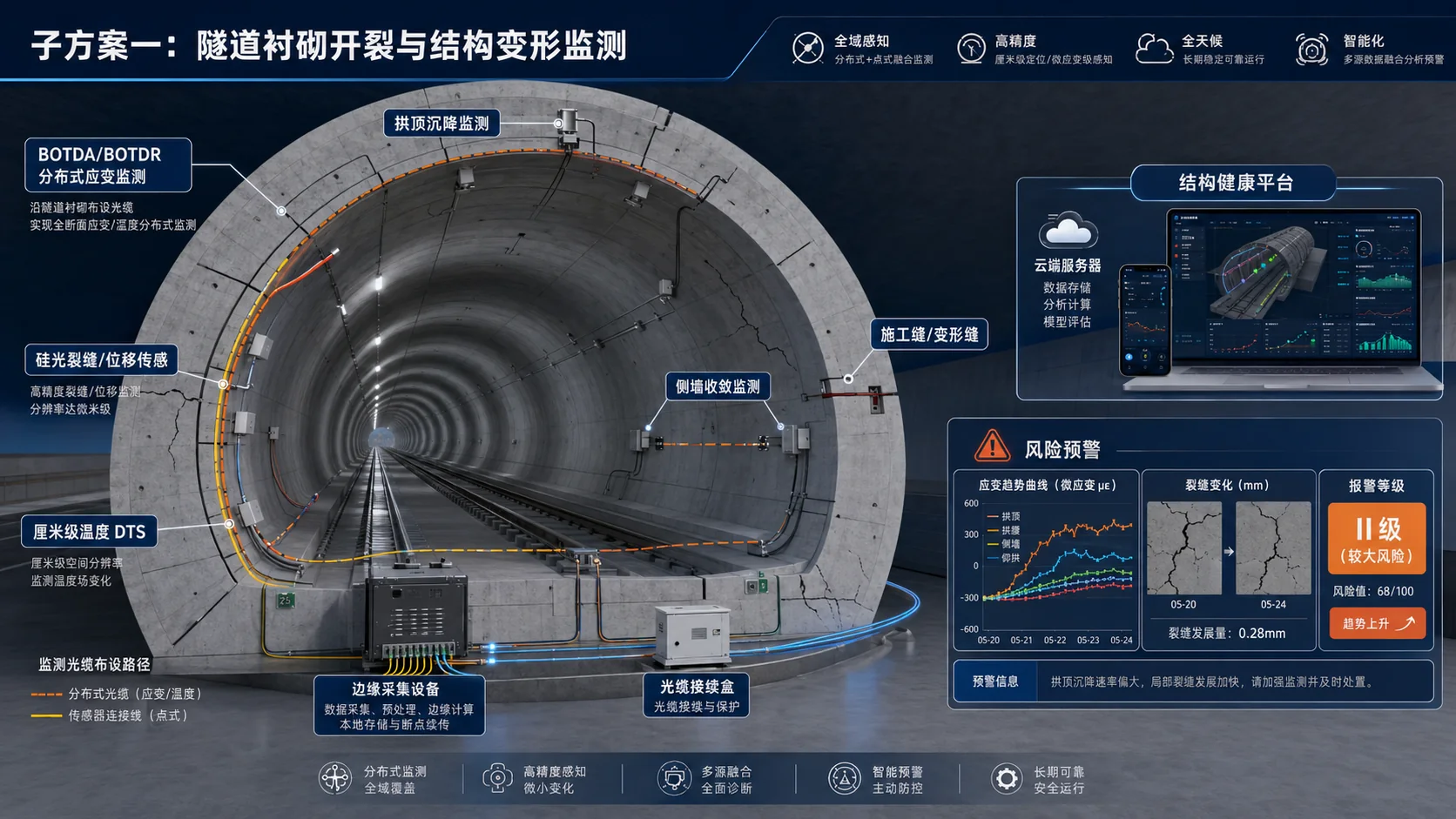 BOTDA strain and DAS vibration monitoring for mine roadways and surrounding rock — application illustration